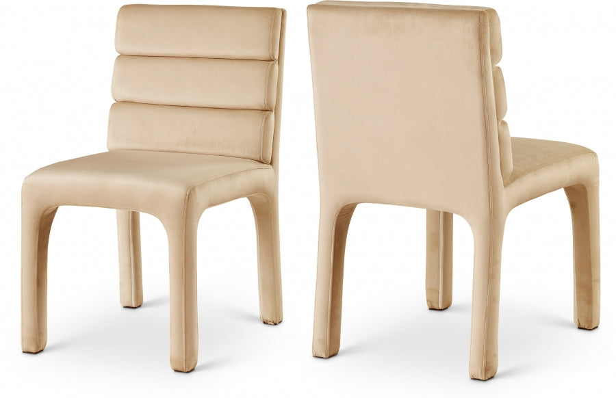 Kai Velvet Upholstered Dining Chair - Camel