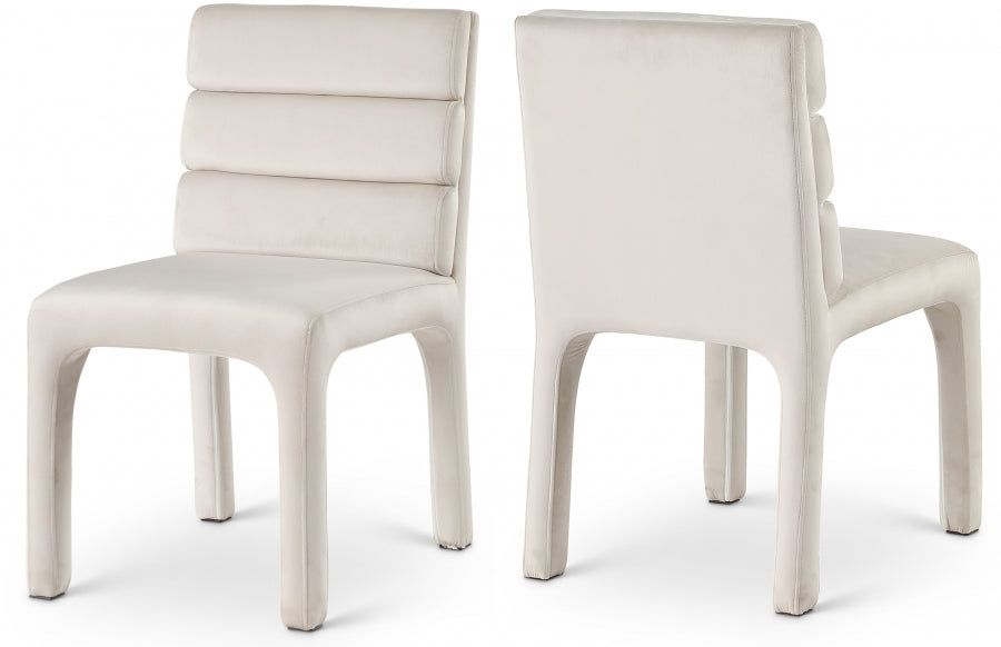 Kai Velvet Upholstered Dining Chair - Cream