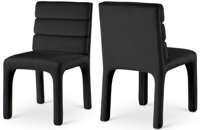 Kai Velvet Upholstered Dining Chair - Black