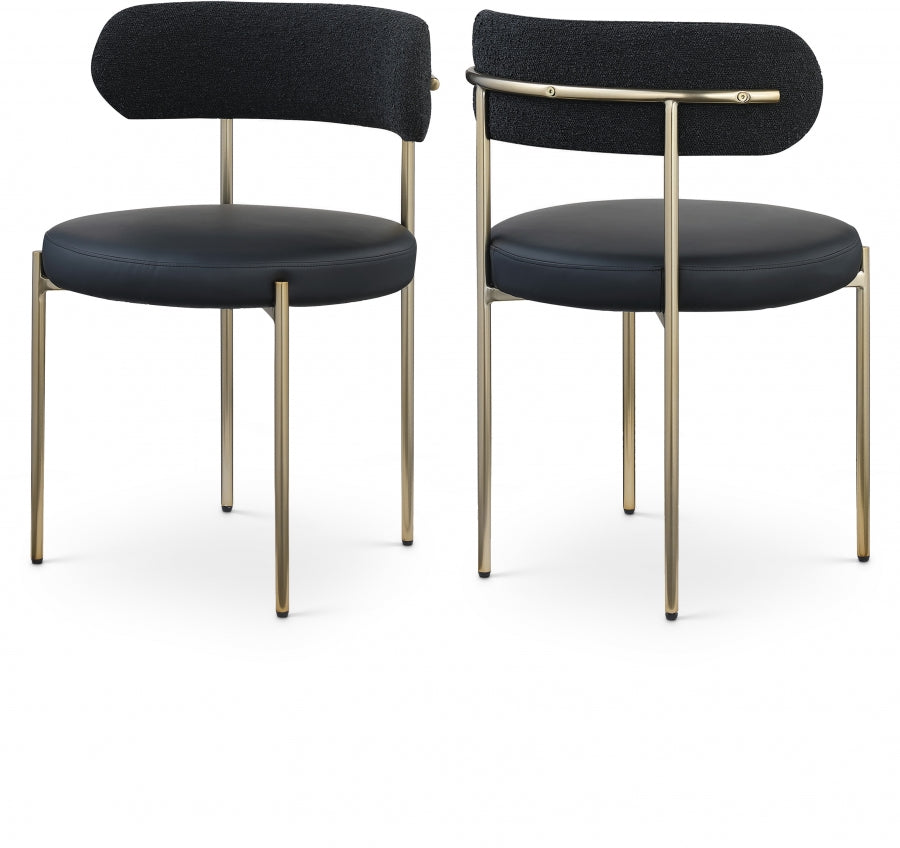 Beacon Vegan Leather And Boucle Fabric Upholstered Dining Chair - Black