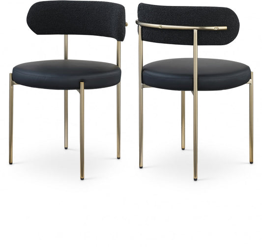 Beacon Vegan Leather And Boucle Fabric Upholstered Dining Chair - Black