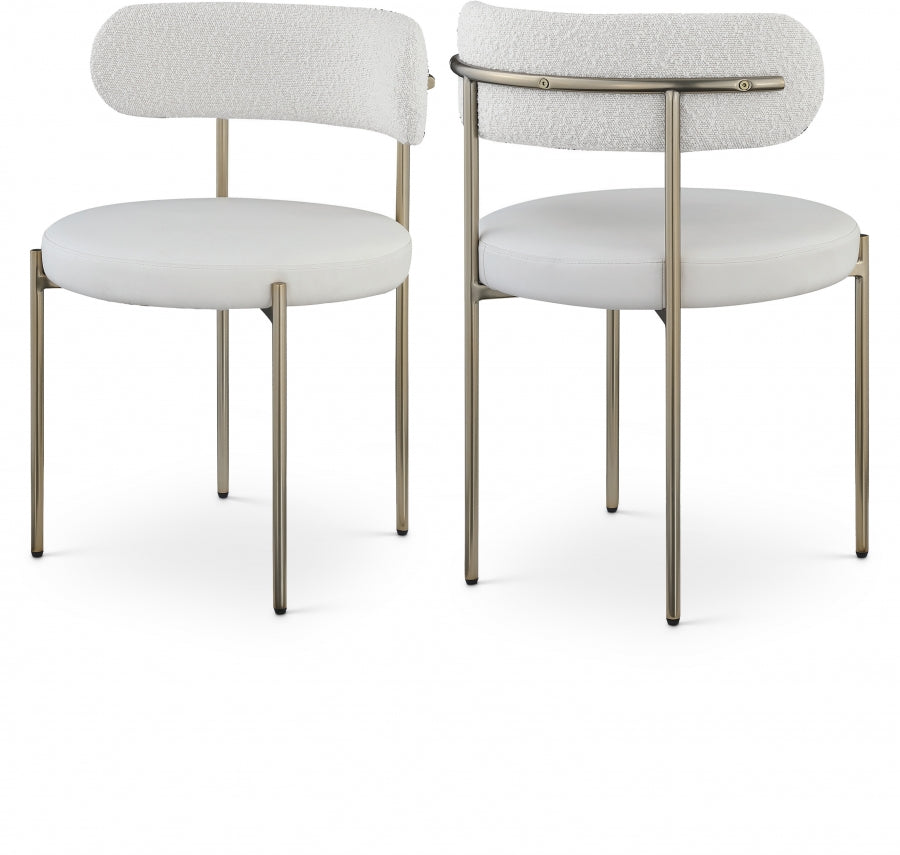 Beacon Vegan Leather And Boucle Fabric Upholstered Dining Chair - Cream