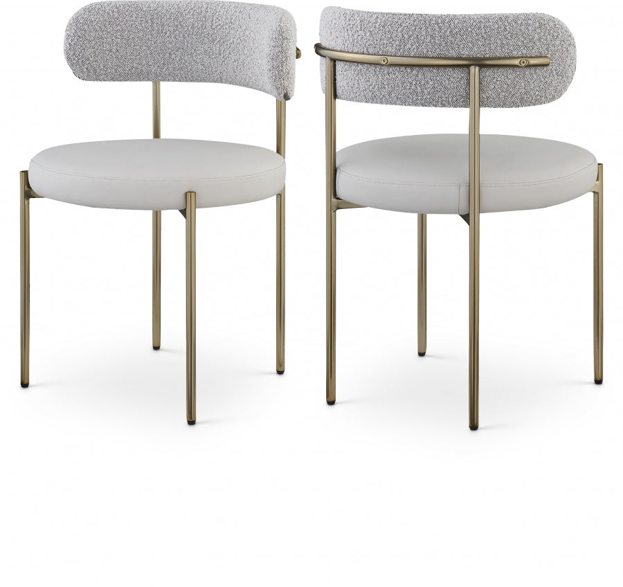 Beacon Vegan Leather And Boucle Fabric Upholstered Dining Chair - Taupe