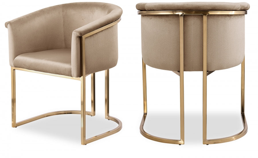Tierra Velvet Upholstered Dining Chair - Beige