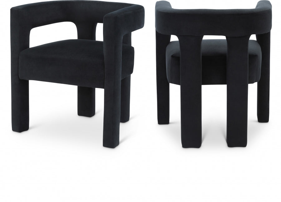 Athena Velvet Upholstered Dining Chair - Black