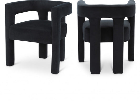 Athena Velvet Upholstered Dining Chair - Black