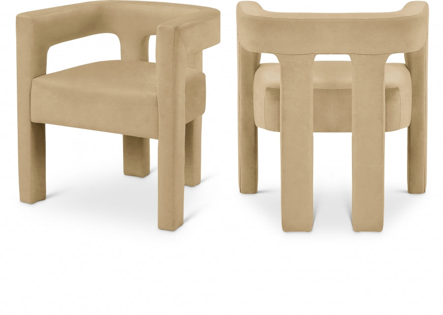 Athena Velvet Upholstered Dining Chair - Camel