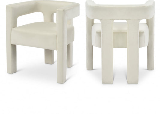 Athena Velvet Upholstered Dining Chair - Cream