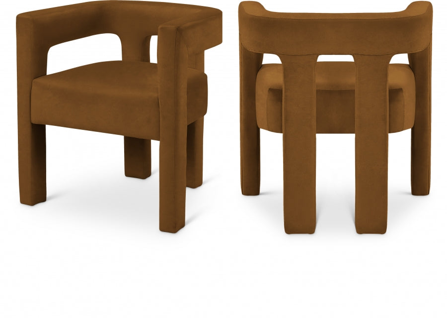 Athena Velvet Upholstered Dining Chair - Saddle