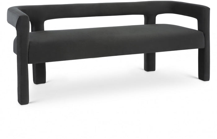 Athena Velvet Upholstered Bench - Black