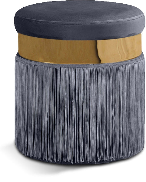Yasmine Velvet Upholstered Stool - Grey