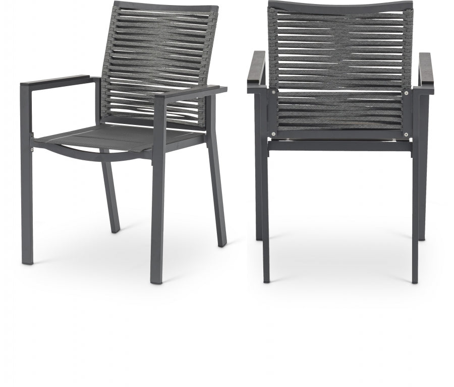 Maldives Mesh And Rope Fabric Outdoor Patio Dining Arm Chair - Grey