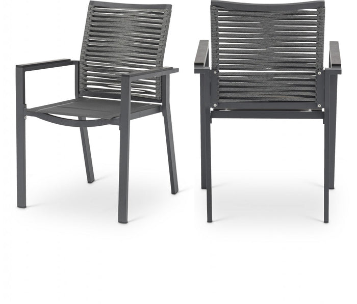 Maldives Mesh And Rope Fabric Outdoor Patio Dining Arm Chair - Grey