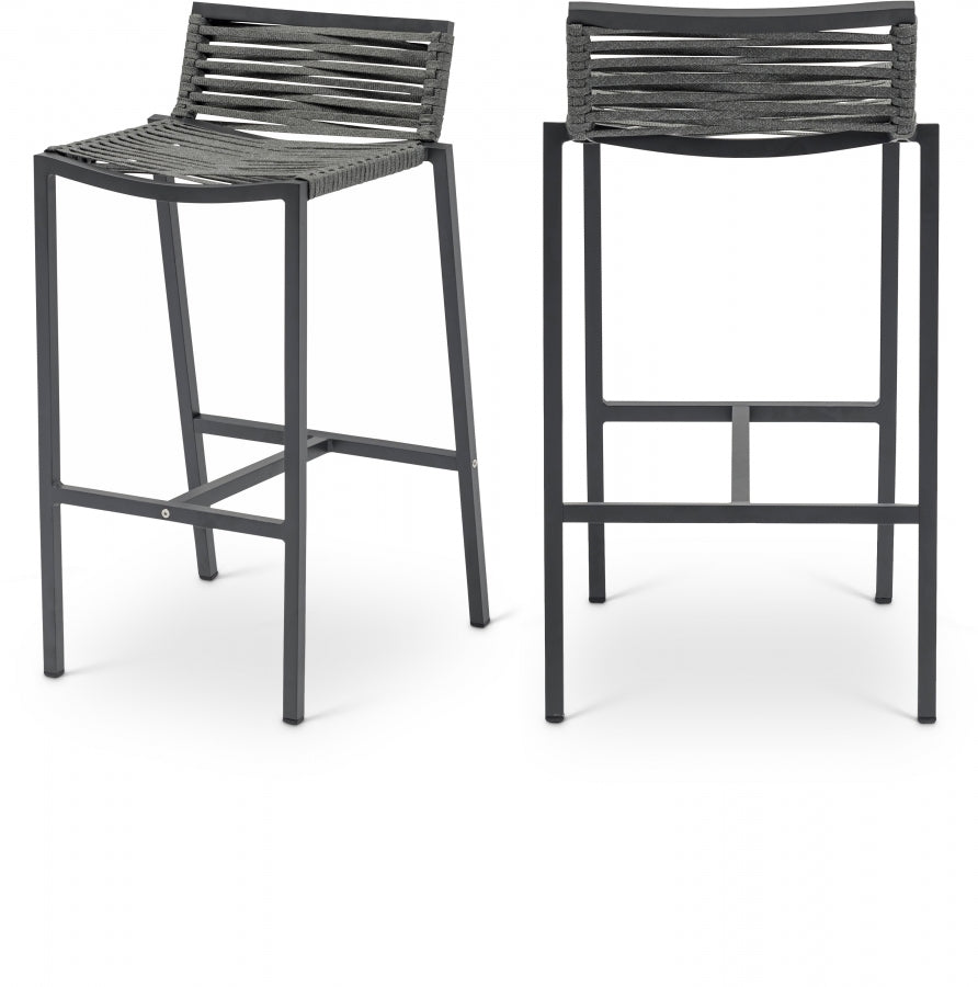 Maldives Mesh And Rope Fabric Outdoor Patio Bar Stool - Grey