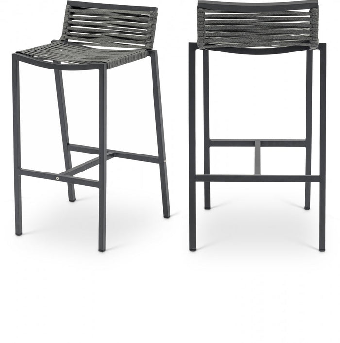 Maldives Mesh And Rope Fabric Outdoor Patio Bar Stool - Grey