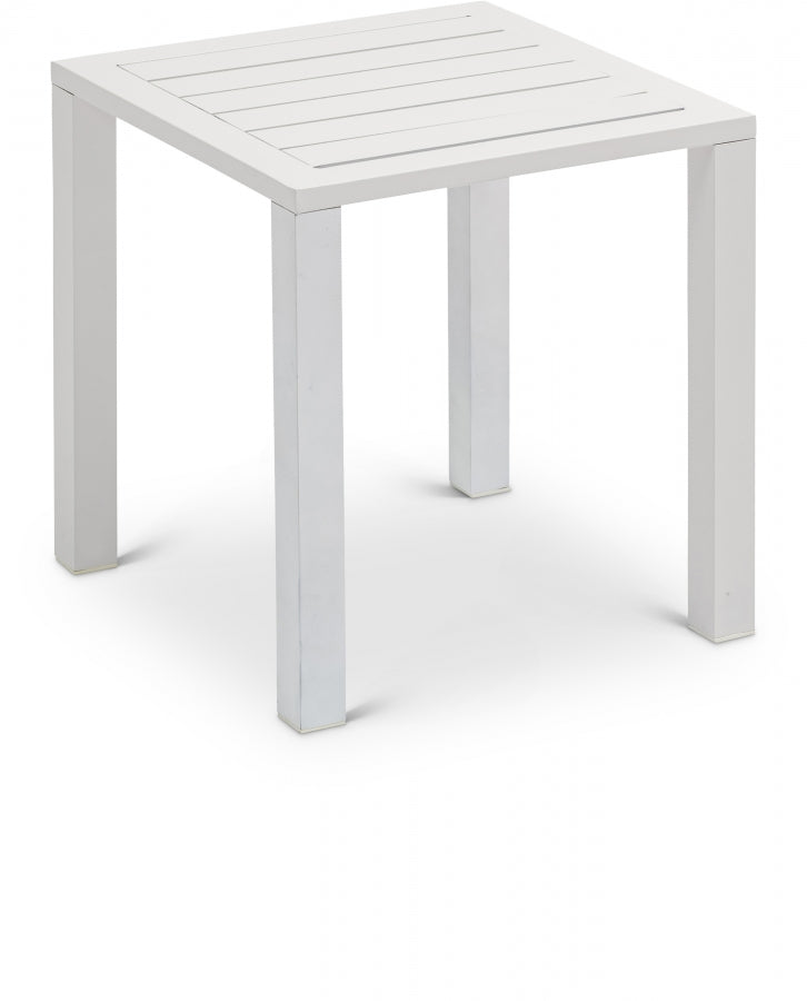 Maldives Aluminum Outdoor Patio End Table - White