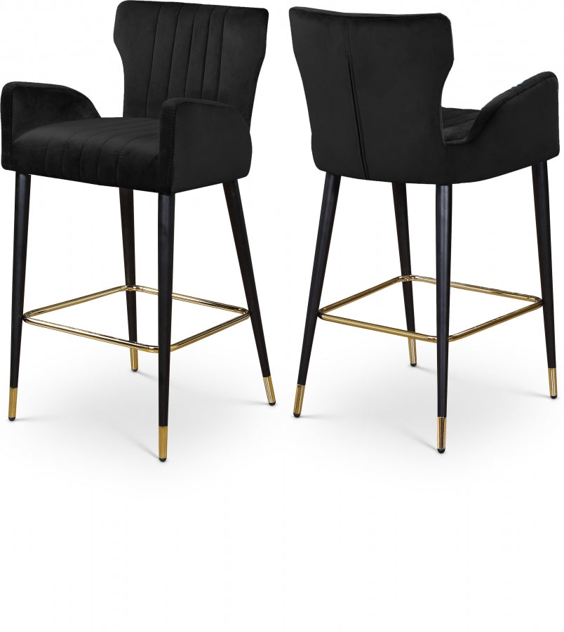 Luxe Velvet Upholstered Counter Stool - Black