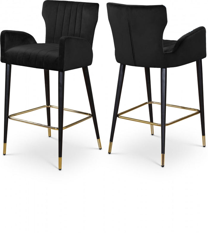 Luxe Velvet Upholstered Counter Stool - Black