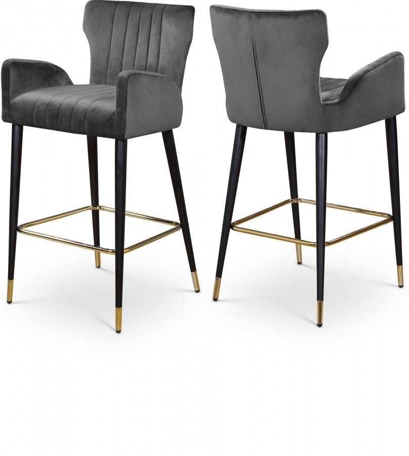 Luxe Velvet Upholstered Counter Stool - Grey