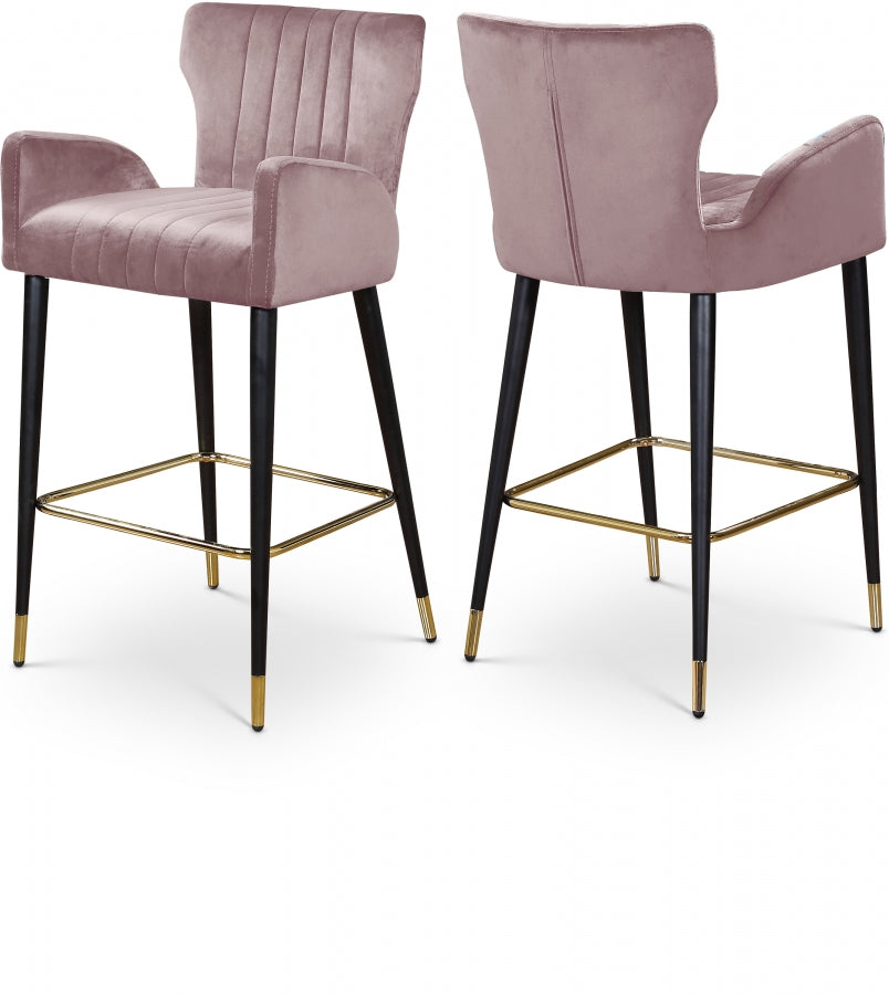 Luxe Velvet Upholstered Counter Stool - Pink
