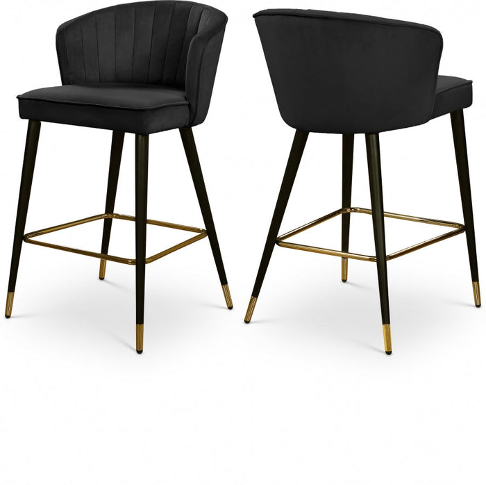 Cassie Velvet Upholstered Counter Stool - Black