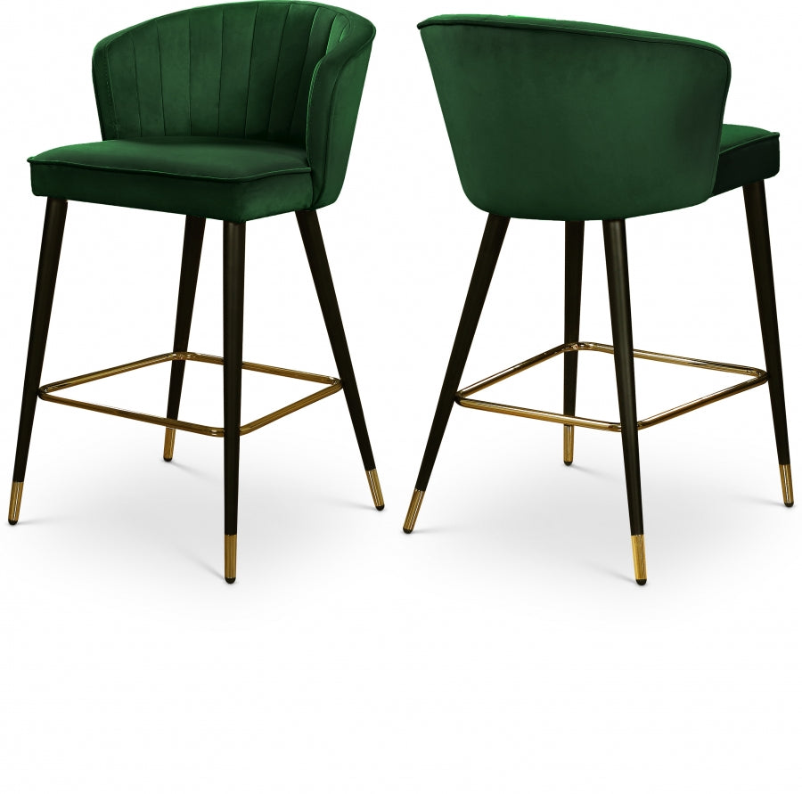 Cassie Velvet Upholstered Counter Stool - Green