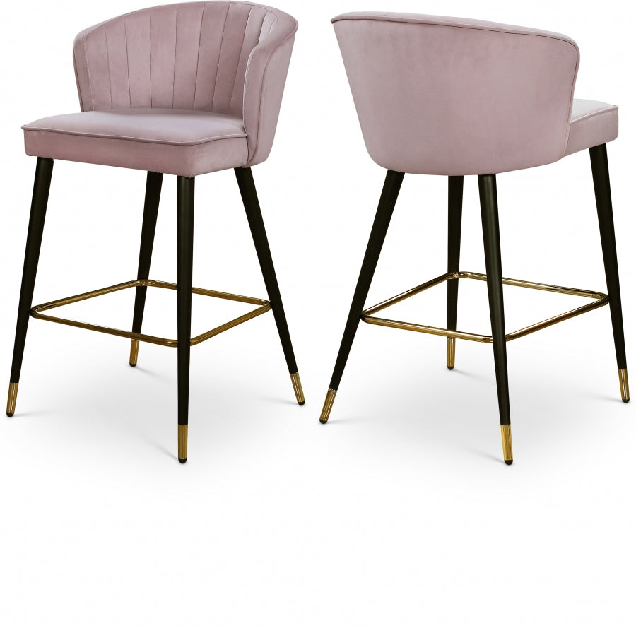Cassie Velvet Upholstered Counter Stool - Pink