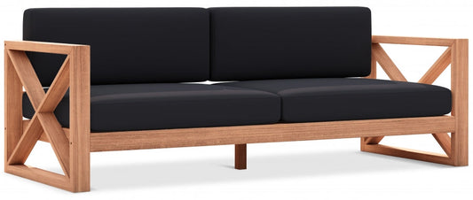 Anguilla 83" Water Resistant Fabric Upholsetered Outdoor Patio Sofa - Black