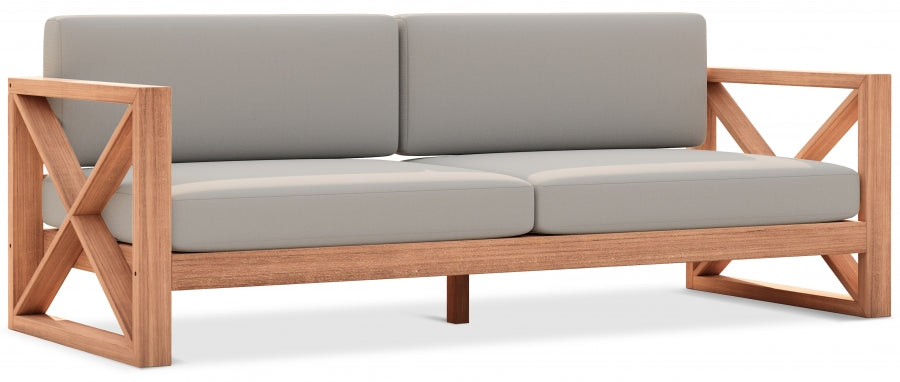 Anguilla 83" Water Resistant Fabric Upholsetered Outdoor Patio Sofa - Grey