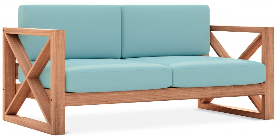 Anguilla 65" Water Resistant Fabric Upholsetered Outdoor Patio Loveseat - Blue