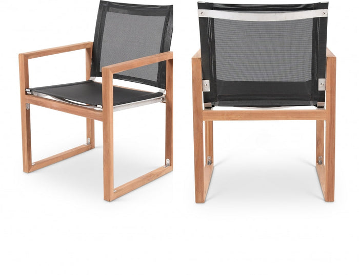 Tulum Water Resistant Mesh Fabric Outdoor Patio Dining Arm Chair - Black