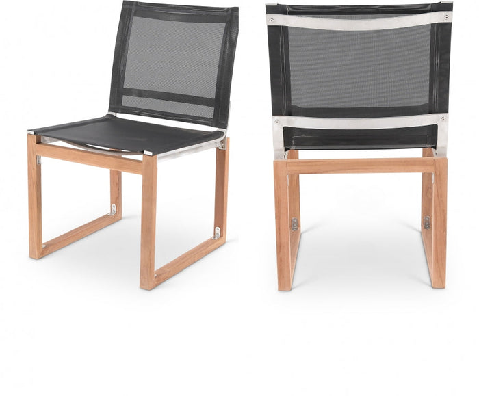 Tulum Water Resistant Mesh Fabric Outdoor Patio Dining Side Chair - Black