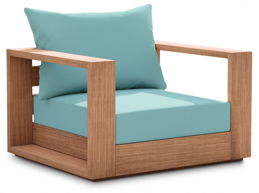 Tulum Water Resistant Fabric Upholstered Outdoor Patio Accent Chair - Blue