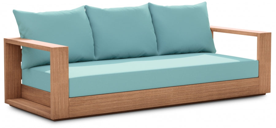 Tulum 87" Water Resistant Fabric Upholstered Outdoor Patio Sofa - Blue