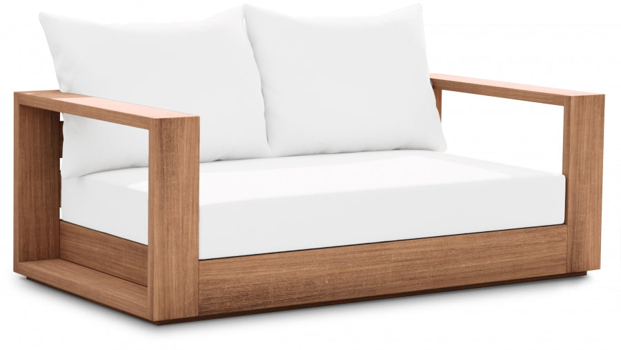 Tulum 63" Water Resistant Fabric Upholstered Outdoor Patio Sofa - White