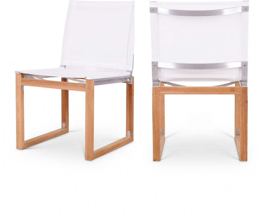 Tulum Water Resistant Mesh Fabric Outdoor Patio Dining Side Chair - White