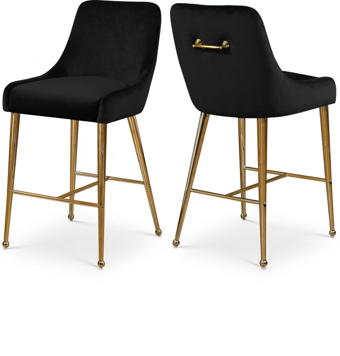Owen Velvet Upholstered Counter Stool - Black