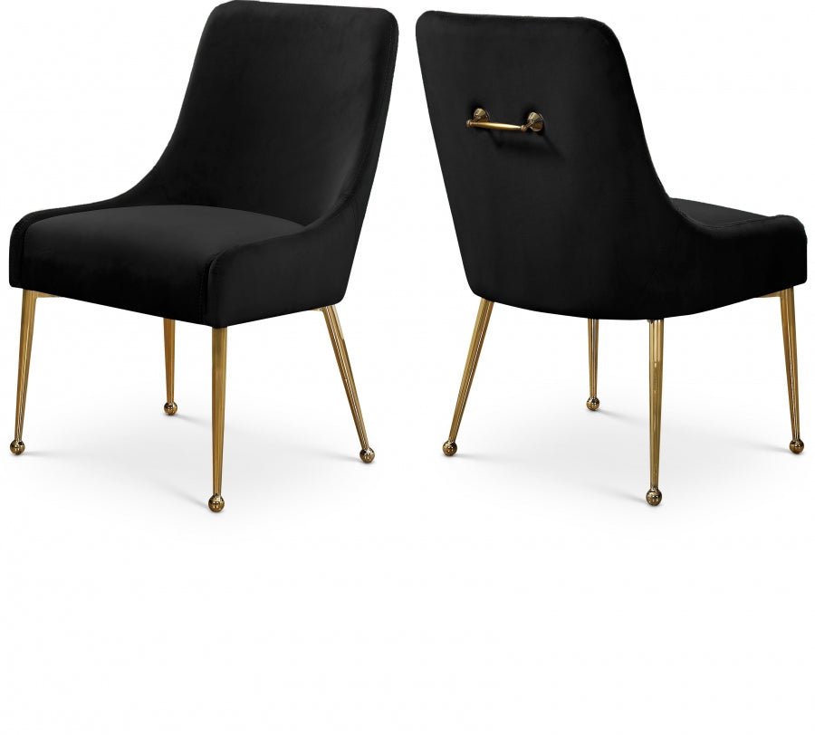 Owen Velvet Upholstered Dining Chair - Black