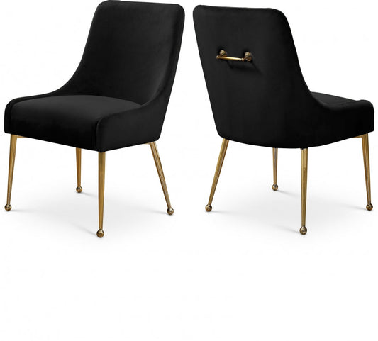 Owen Velvet Upholstered Dining Chair - Black