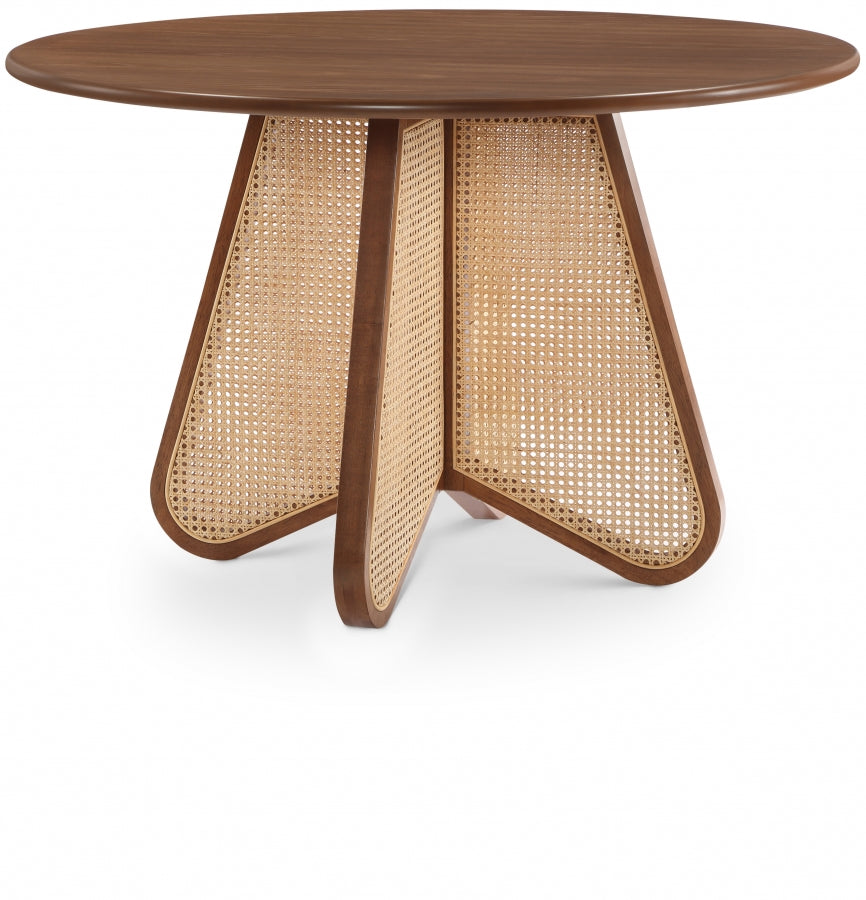 Butterfly 48" Oak Veneer And Natural Cane Dining Table - Brown