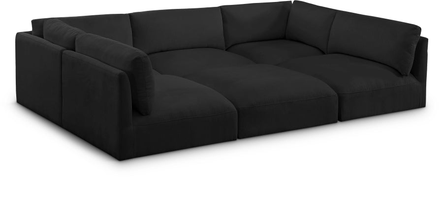 Ease 114" Fabric Upholstered 6pc. Modular Sectional - Black