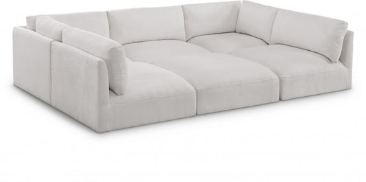 Ease 114" Fabric Upholstered 6pc. Modular Sectional - Cream