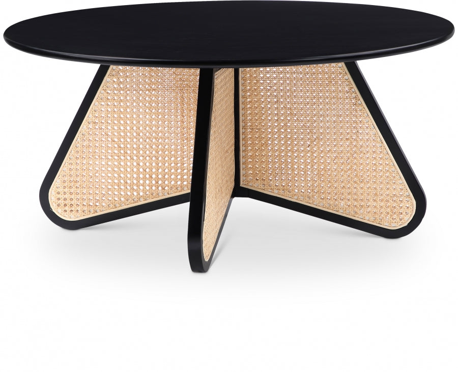 Butterfly Natural Cane And Oak Veneer Coffee Table - Black