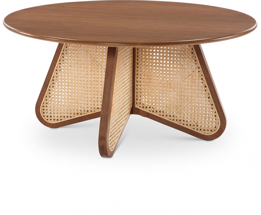 Butterfly Natural Cane And Oak Veneer Coffee Table - Brown