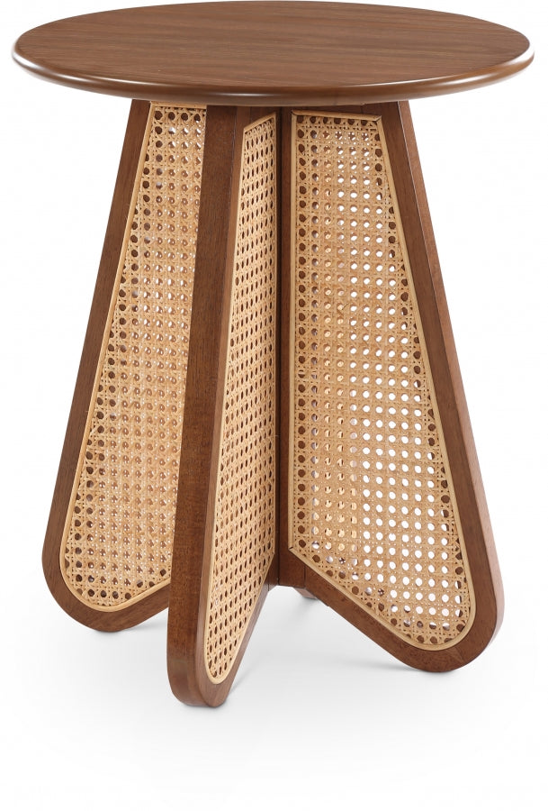 Butterfly Natural Cane And Oak Veneer End / Side Table - Brown