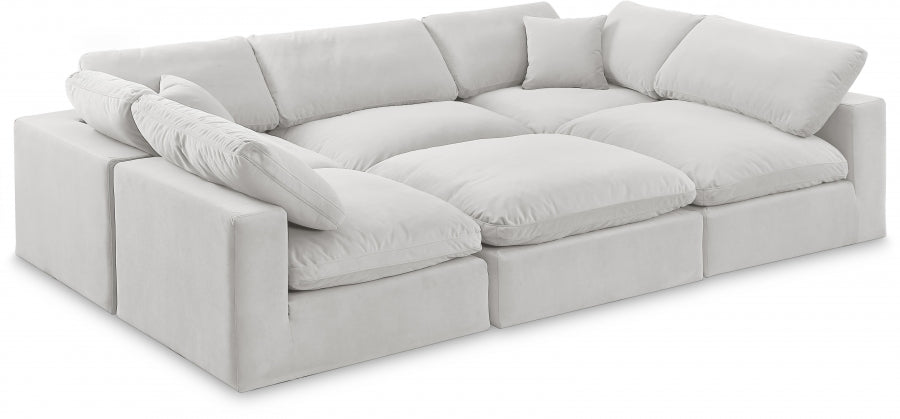 Comfy 119" Velvet Upholstered 6pc. Modular Sectional - Cream