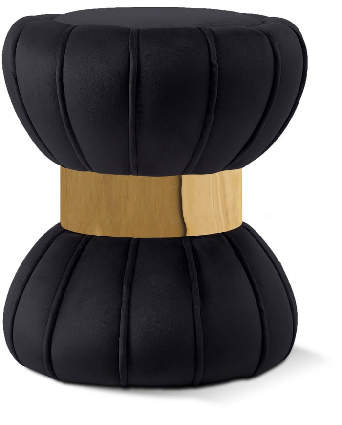 Vino Velvet Upholstered Stool - Black