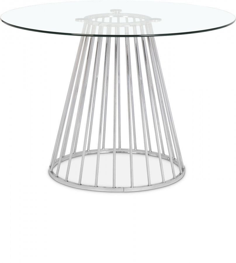 Gio 48" Glass Top And Steel Base Dining Table - Chrome