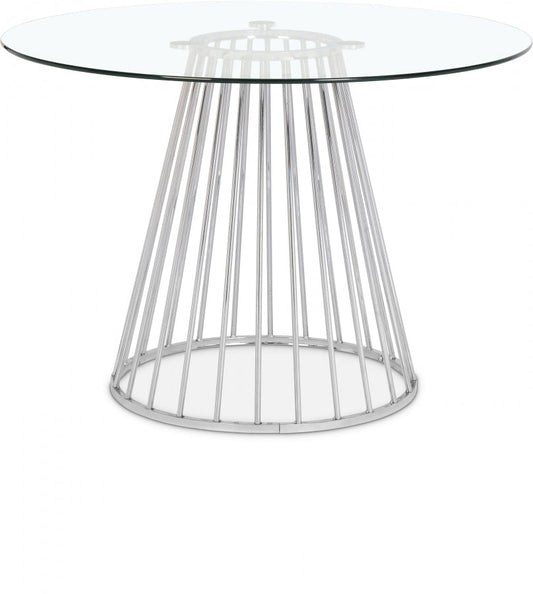 Gio 48" Glass Top And Steel Base Dining Table - Chrome