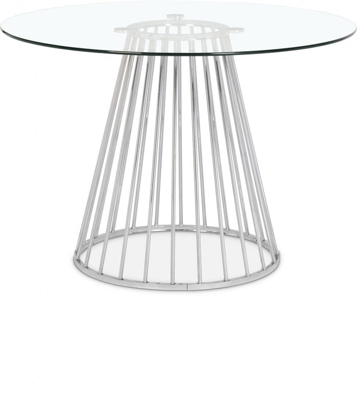 Gio 48" Glass Top And Steel Base Dining Table - Chrome